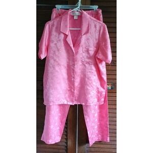 Whispers Pink Pajamas Size Medium Covered Button Sleepwear Granny Core Vintage